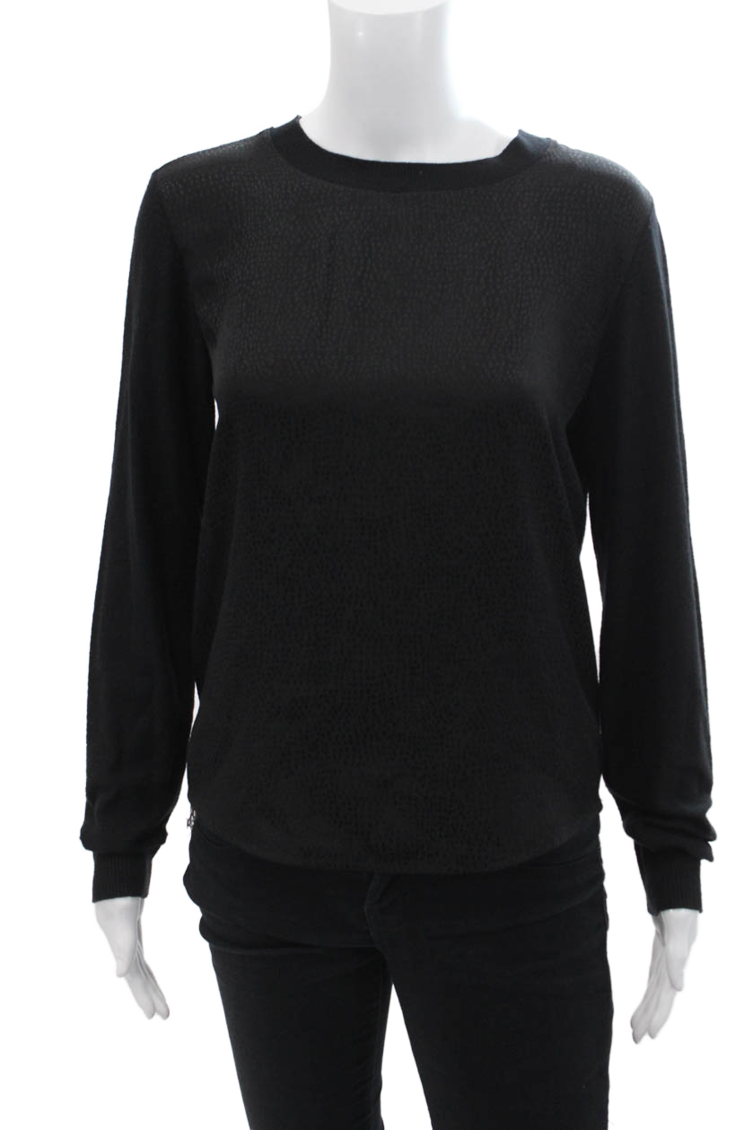 Comptoir Des Cotonniers Womens Long Sleeve Scoop Neck Sweater Black Size Large