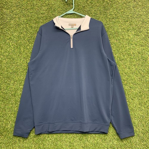 Peter Millar Wicking Jacket Mens Large Long Sleeve 1/4 Zip Up Quarter Blue Golf