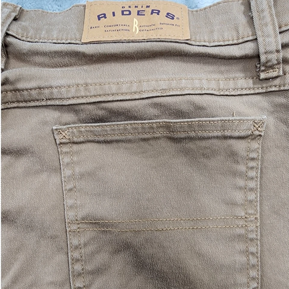 Винтажные женские джинсы Riders 16 L ДЛИННЫЕ коричневые с высокой талией прямые штанины эластичные джинсы - Изображение 4 из 4