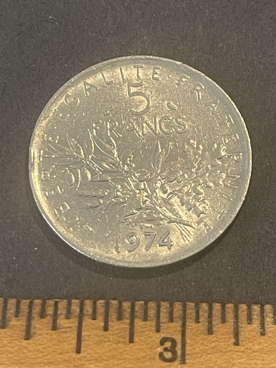 France Coin 5 Francs 1974 Olive Oak Liberte Egalite Fraternite