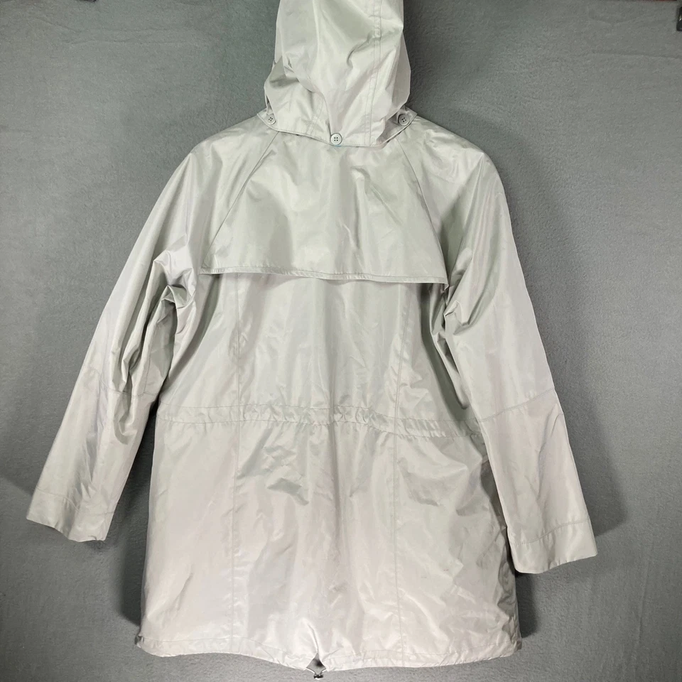 Fleet Street Women's L Beige Hooded Rain Jacket Plaid Lined Lightweight Anorak - Image 3 of 4