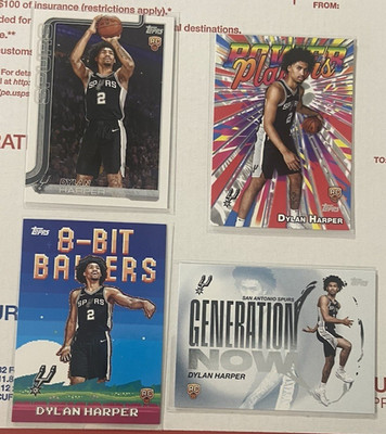Lot of 4 Dylan Harper 2025-26 Topps Rookie Card W/ Power Players, 8-Bit Ballers