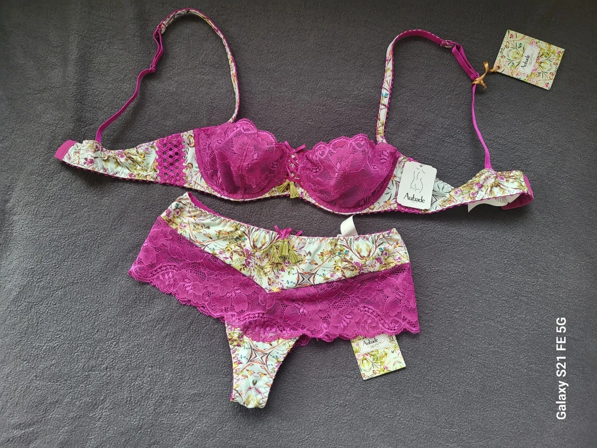Ensemble Lingerie Aubade Gris Strass - Soutien-gorge 85C Avec Armature & Shorty Taille XS