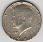 1969 D KENNEDY HALF DOLLAR SILVER .400 UNITED STATES OF AMERICA FIFTY CENTS .50¢