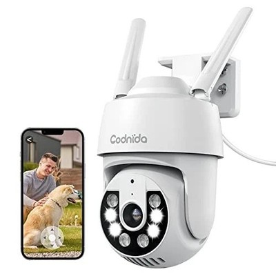 Codnida WiFi Überwachungskamera 2K Outdoor 360° PTZ Bewegungserkennung CCTV