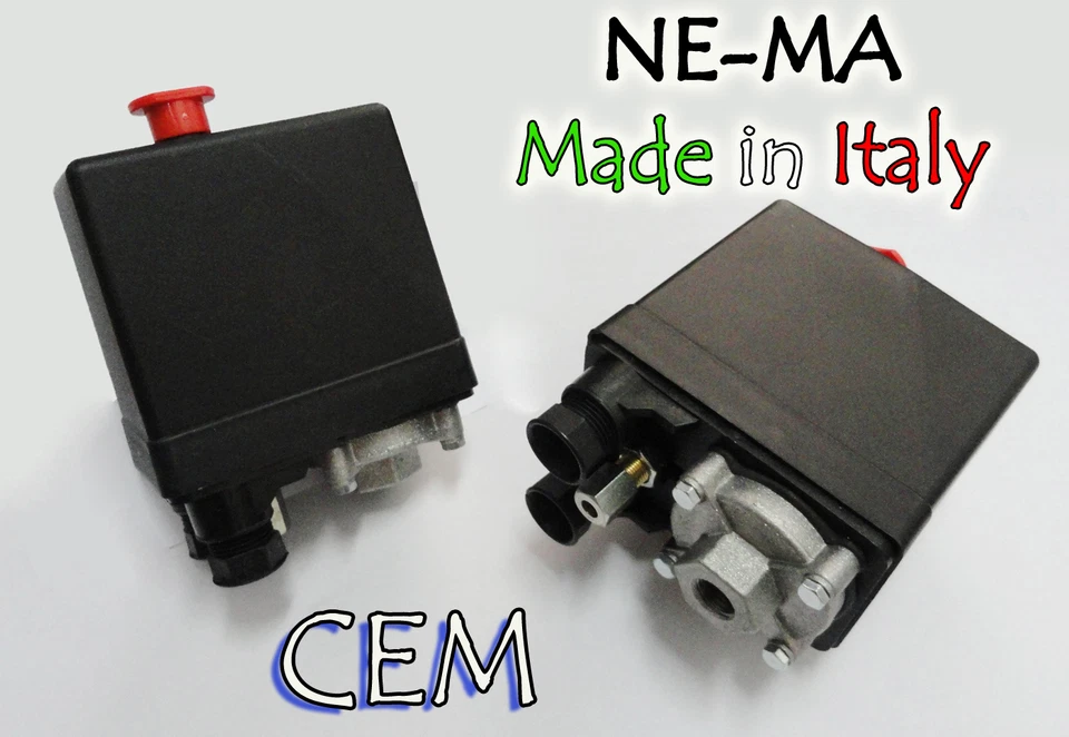 Pressostato per compressore 1 Via Trifase 380 V, 12 Bar Ne-Ma (x Abac Fini Fiac)