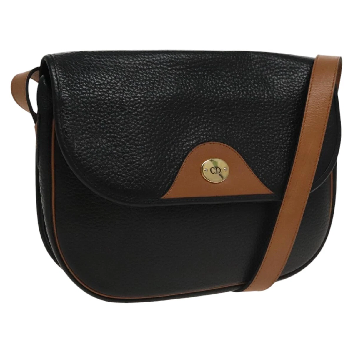Sac bandoulière Christian Dior cuir noir authentique fm4169