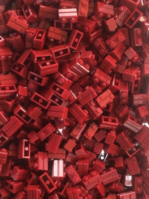 ☀️100x NEW LEGO 1x2 DARK RED Modified Masonry Profile Bricks #98283 BULK Parts