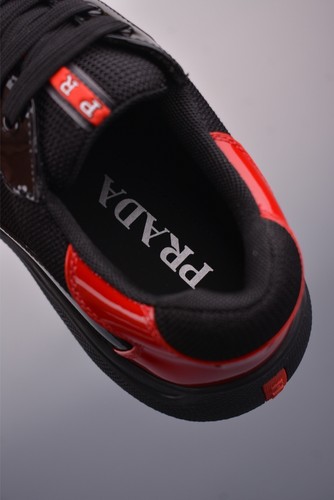 Herren Freizeit Sportschuhe Schwarz Rot Nähte Atmungsaktiv Mesh Schnürschuhe Sneaker - Bild 9 von 9