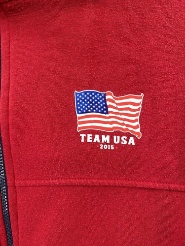 TEAM USA 2015 Olympics Red Zip Up Fleece Jacket Sweater Size Large Made In USA - Picture 8 of 8