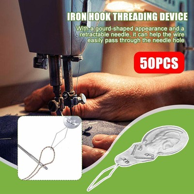 50Pc Bow Wire Needle Threader Stitch Insertion Machine Sewing Thread Hand W7J3