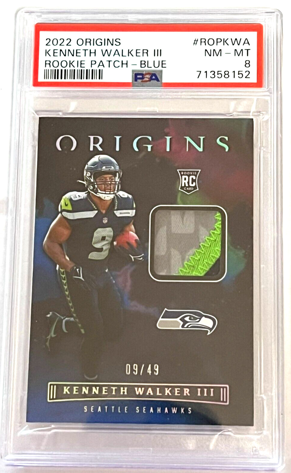 Kenneth Walker III Panini Origins Rookie Patches #ROPKWA Blue