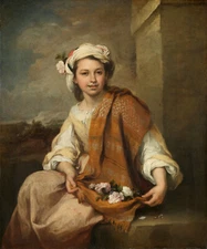 The Flower Girl Spanish Painting By Bartolome Esteban MurillO Art Repro FREE S/H