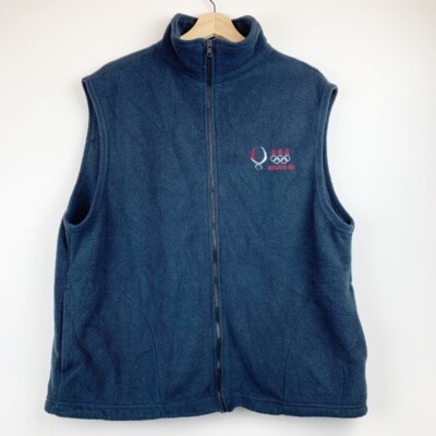 Team USA Beijing Olympics 2008 Womens Fleece Vest Blue Full Zip Pockets XXL