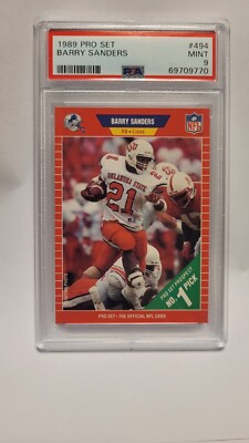 1989 Pro-Set Barry Sanders Rookie Card RC #494 PSA 9 Lions | eBay