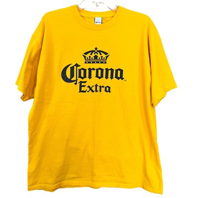 Corona Extra TShirt Adult XL Yellow/Gold Graphic Spell Out La Vida Mas Fina