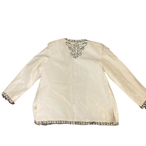 VTG Victor Costa Silk White and Black Beaded Jacket- size M- VINTAGE, A STUNNER! - Picture 4 of 7