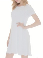 WOMEN SHORT SLEEVE SWING DRESS FLARED SKATER DRESS TOP SIZE 8-26