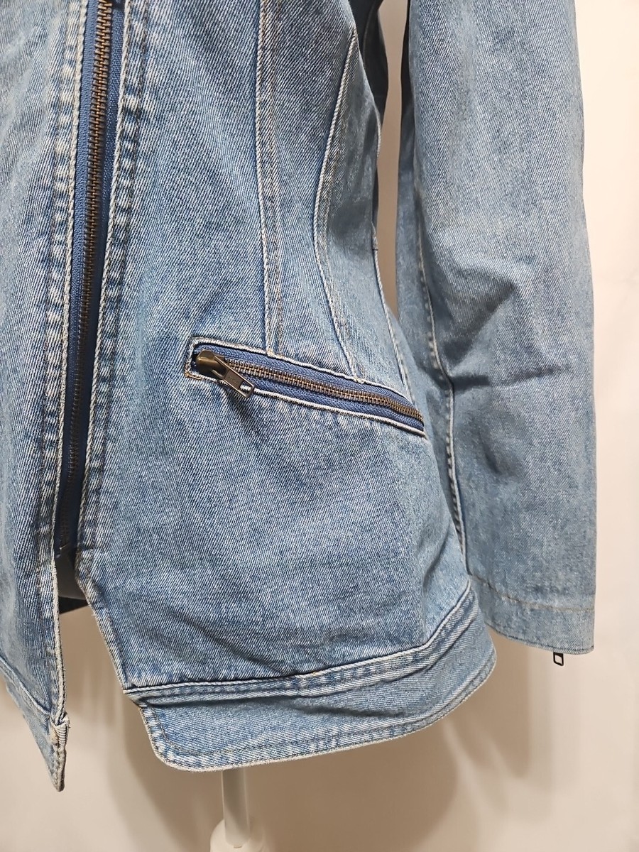 DKNY デニムジャケット サイズ10 DKNY Denim Black Jean Jacket 10 Moto Zipper Style VTG Y2K