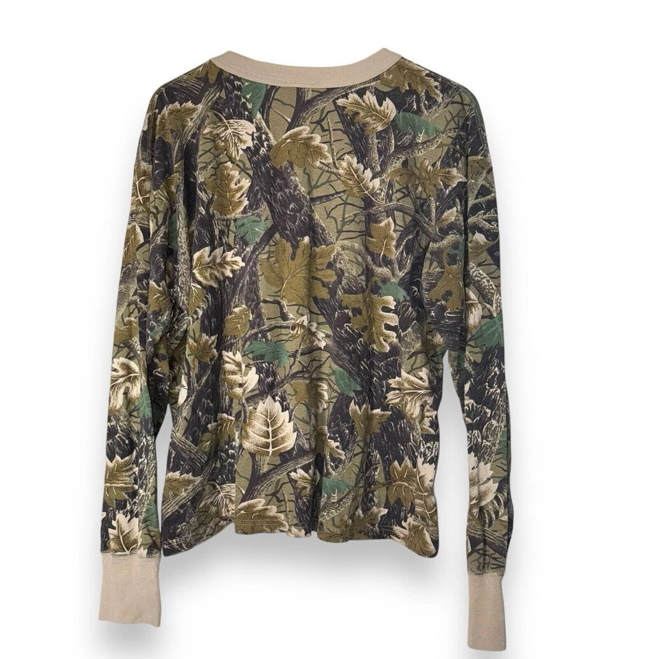 Camisa Camuflaje Árbol Real De Colección Años 90 Caza Camuflaje Manga Larga Ajuste Recortado Cuadrado Foto 3 de 4