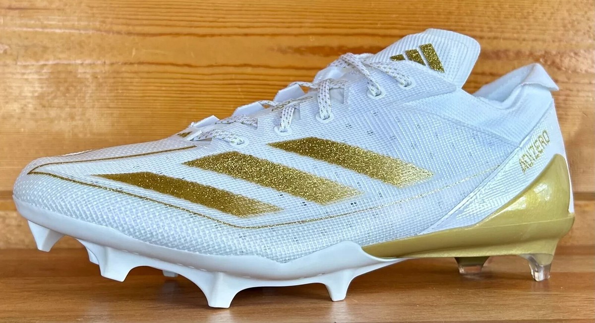 Adizero Electric Cleats WHT/GLD　28.5㎝　Q Shop Gold, White Mens Adizero Electric Football Cleats
