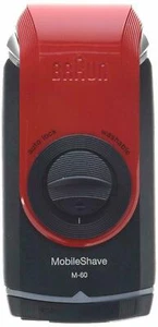 NEW! Braun M60 Mobile Shave RED Travel Pocket Shaver BONUS Pouch FAST FREE SHIP!