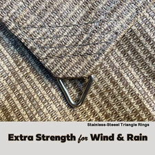 Heavyduty Sun Shade Canopy Cover Straight Edges w/ Metal Ring for Pergola Walnut