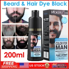 Men Black Beard Hair Dye Color Shampoo Permanent Darkening Cover Gray White Hair
