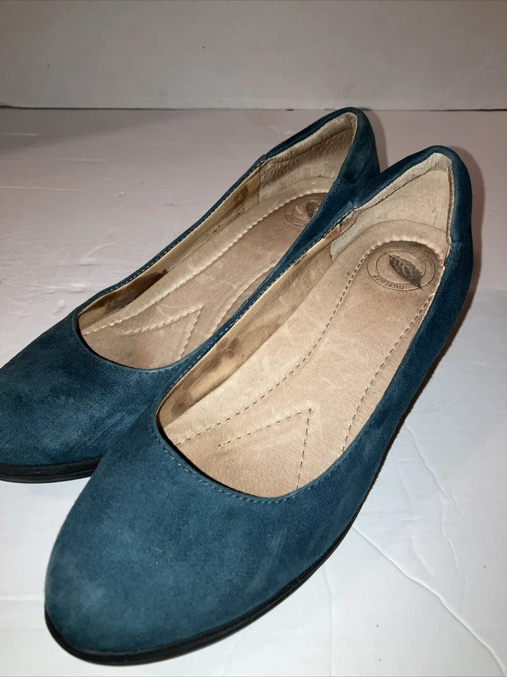 Zapatos de cuña de cuero gamuza azul azulado Nurture para mujer usados en excelente estado talla 6,5 M Foto 2 de 4