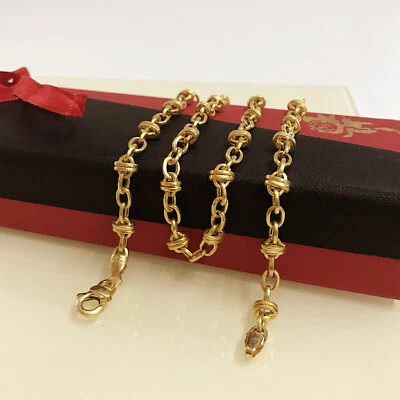 ECHTES GOLD 18 Kt, 22 Kt Punzierter Gold Curb Cuban Halskette Herren Kette 5MM - Bild 1 von 4
