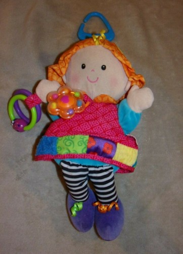 Lamaze Soft Plush Stuffed 12" Pink Girl Rattle Crinkle Texture Baby Doll