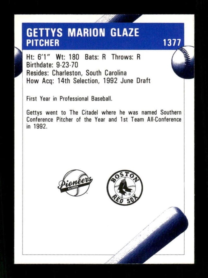 1992 Fleer ProCards Elmira Pioneers 1377 Gettys Glaze BXCP32 - Image 2 of 2
