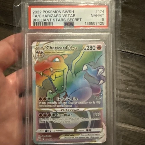 2022 Pokémon SWSH FA/Charizard VSTAR Brilliant Stars Secret, PSA 8 #174