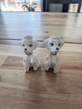 Vintage Salt & Pepper Shakers Spaghetti Poodles with Golden Collars Japan