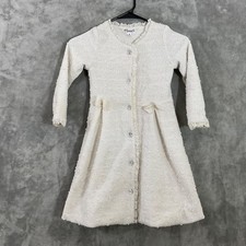 Nanette Holiday Party Dress Girls size 6 White Rhinestone Buttons Lined sparkle
