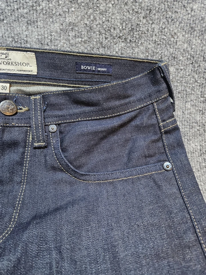 Pantalones de mezclilla Kasil Workshop con ribete Bowie ajustados con botones para hombre 30 X 34 azul oscuro Foto 4 de 4