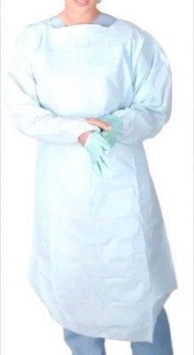 Disposable Isolation Gowns PE Medical Gowns - Case of 100 Pcs White w Thumb Loop