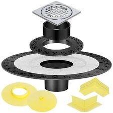 Shower Drain Kit Compatible with Schluter kerdi Systems, 4 inch Drain Grate Kit