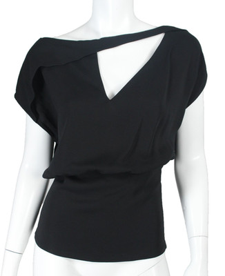 SILVIA TCHERASSI Black Woven Asymmetric ALEJANDRINA Blouson Top S