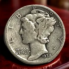 1938-D Mercury Dime 90% U.S. Silver Coin 10c KM# 140 Lot C12-89