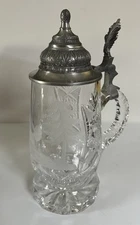 Bleikristall German Cut Crystal Lidded Beer Stein -Woodland Design