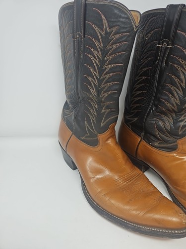 USA Justin Herren 14 B 2396 Braun 2 Ton Leder Bestickt Western Cowboystiefel - Bild 4 von 13