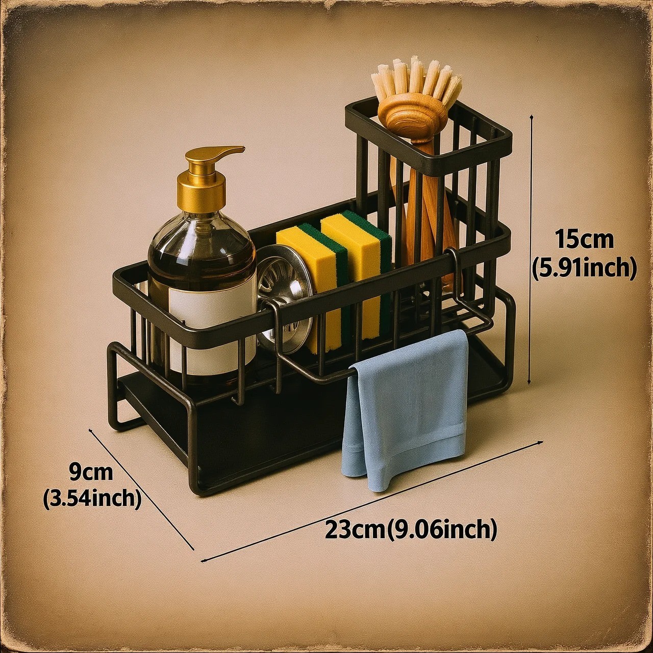 Upgraded Stainless Steel Sink Sponge Holder Self-Draining Organizer Rack