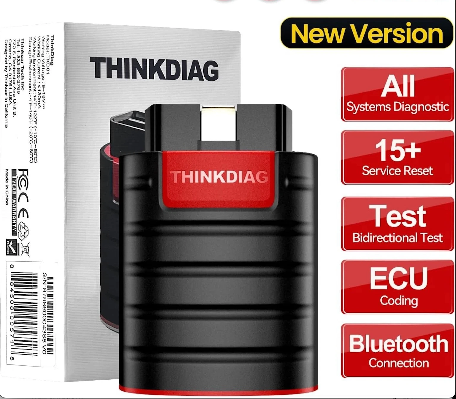 THINKCAR THINKDIAG Bidirectional OB2 Full Scanner Tool, App use, TKD01 BRAND NEW - Picture 1 of 14