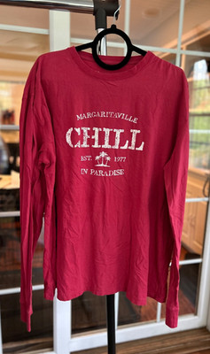 Margaritaville CHILL in Paradise Est. 1977 T-Shirt Mens XL Brick Red EUC