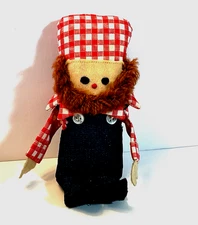 Vintage Little Boy Cloth Ragdoll Plush in Jeans 7” Tall