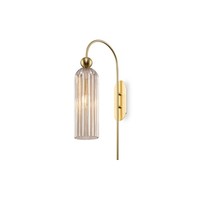 Wandleuchte Glas Metall Cognac Gold Wohnzimmer T:26,5 Cm E14 Wandlampe Blendarm