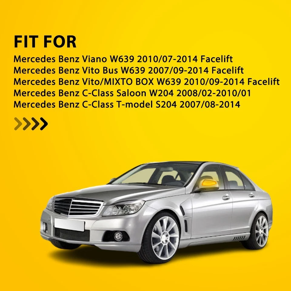 For Benz C250 C280 C300 C350 GLS Dynamic Amber LED Turn Signal Side Mirror Light - Image 3 of 4