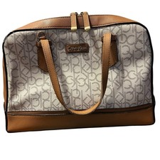 Borsa a tracolla Calvin Klein CK Signature Monogram bianca beige con cerniera *DIFETTOSA