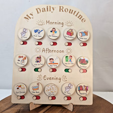 Wooden Daily Routine Chart 11x15 Kids Chore B...